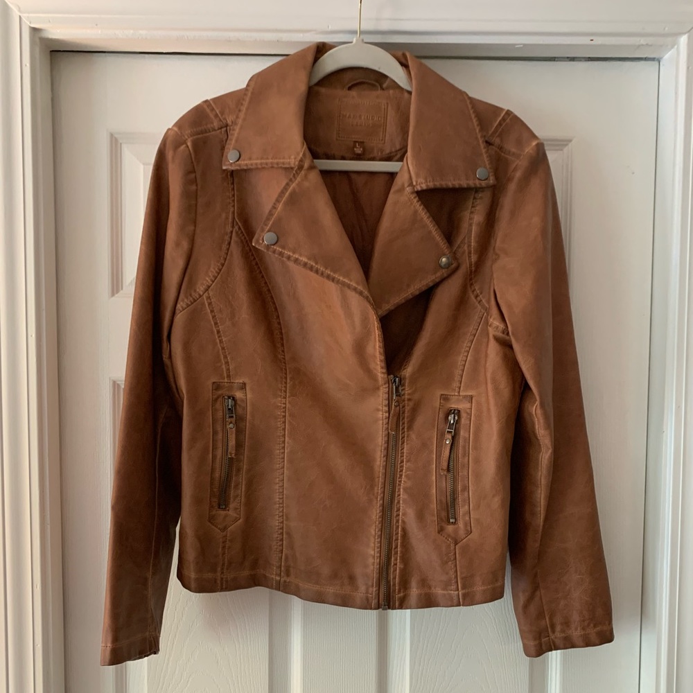 Max Studio Faux Leather Asymmetrical Jacket